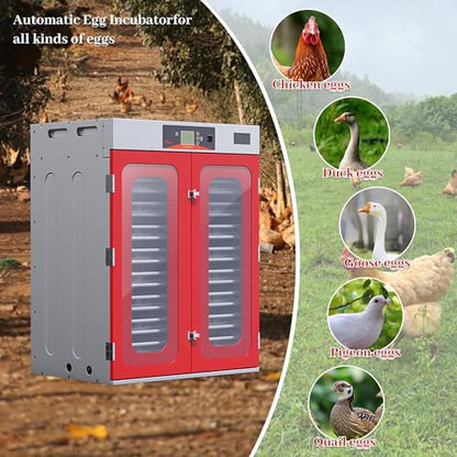 1000 Eggs Automatic Incubator Cabinet for Hatching Egg, with Automatic Egg Turning and Temperature Humidity Control, Large Commercial Poultry Hatcher for Chicken, Duck, Goose, Quail Eggs - size: 1000 Eggs