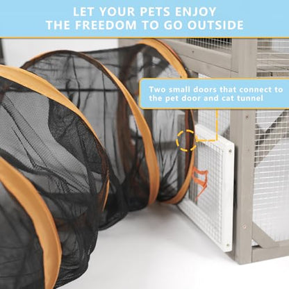 Ketive Catio Outdoor Cat Enclosure Large Window Cat House Walk in Kitty Cage with Multi-Level Platforms, Waterproof Roof for Mulitiple Cats (59" L x 29.5" W x 67.7" H) - size: 59.0"L x 29.5"W x 67.7"H