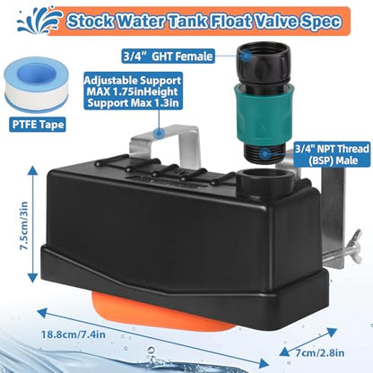 Water Trough Float Valve for Stock Tank,Water Tank Float Valve Level Control for Pond Farm Livestock Cattle Goat Horse Swimming Pool, Autofill Livestock Waterer with Hose Connector - style: Stock Tank Float Valve with Connector-1PCS