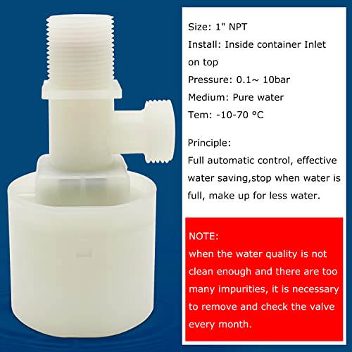 Water Float Valve, Water Level Control Water Tank Traditional Float Valve Upgrade 2 PCS(1", up inlet) - color: up inlet, size: 1" to 1"
