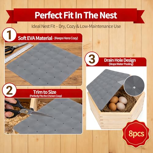 Chicken Nesting Pads Set, 12×12 Inch Reusable Nesting Box Liners Pads, Washable Nesting Pads for Chicken Coop, Poultry Nest Box Pads for Laying Eggs (11 PCS) - color: 11 PCS
