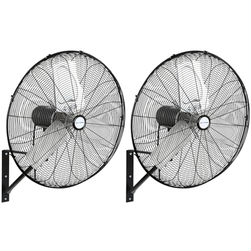 BILT HARD 6500 CFM 24in. High Velocity Industrial Wall Mounted Fan, 3-Speed Oscillating Heavy Duty Air Circulator for Commercial Use, Garage, Warehouse, Factory and Jobsite, 2 Pack - size: 24 in.