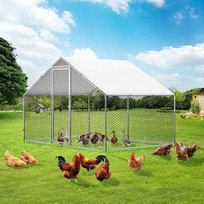 2 Pack Chicken Coop Cover Waterproof, 11.3 * 6.3 FT Chicken Run Cover Coop Tarp, Large Chicken Coop, Duck Coop Tarp Replacement,White (Top Cover Only, Frame Not Included)