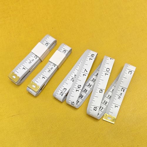 3 Pack Soft Tape Measure Double Scale 79 Inch, Body Measuring Tape Fabric Craft Sewing Flexible Vinyl Ruler & Medical Body Measurement for Body Weight Loss (White) - color: White