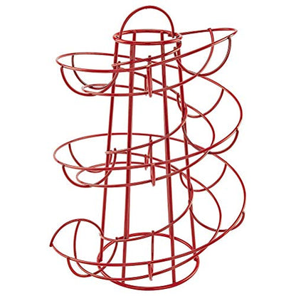 Steel Egg Skelter Dispenser Rack,Spiral Egg Holder, Save space, Egg Display Holder, Wire Chicken Egg Storage Organizer,Egg Basket for Countertop Kitchen (Red) - color: Red