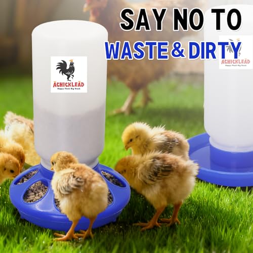 Chick Feeder and Waterer Set – Automatic 1kg Chicken Feeder and 1L Waterer for Baby Chicks, Ducks, and Quail – Brooder Starter Kit & Chicken Coop Supplies and Accessories - color: Blue