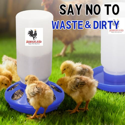 Chick Feeder and Waterer Set – Automatic 1kg Chicken Feeder and 1L Waterer for Baby Chicks, Ducks, and Quail – Brooder Starter Kit & Chicken Coop Supplies and Accessories - color: Blue