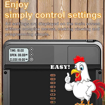Automatic Chicken Coop Door Aluminum Auto Coop Door Opener with Timer Control LCD Display Chicken Coop Door