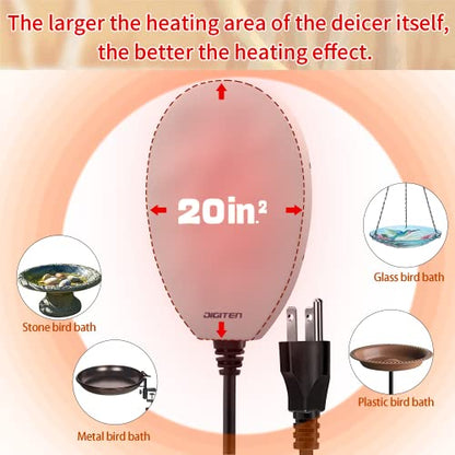 60W Bird Bath Heater, Waterproof Birdbath Deicer for Outdoors, Keep Chicken Waterers from Freezing, Fit in All Kind of Birdbaths 110V 120V