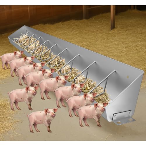 Reu Livestock Water Feeder Trough - 2-in-1 Design with Multiple Slots for Easy Cleaning, Ideal for Pig Barns, Durable and Efficient Livestock Feeding Solution - size: 78 7/10" (200cm) 10 bit