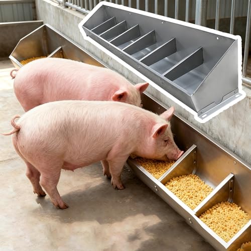 Stainless Steel Pig Feeder Trough, 4 5 7 Holes Wall-Mounted Hog Feeding, Anti-waste Livestock Feed Trough for Cattles, Hogs, Horses(L200cm/78.7"(7 Slots)) - size: L200cm/78.7"(7 Slots)