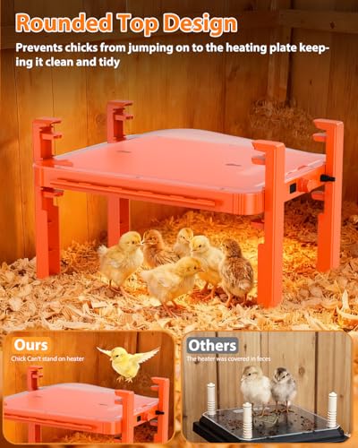 Chick Brooder Heat Plate,11" x 15" Brooder Plate with Adjustable Height & Temp,200W Brooder Heater Warmer for Chicken Coops Poultry (Orange)