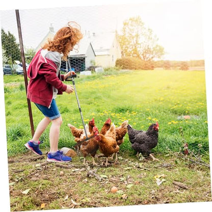Metal Scooper with Long Handle Chicken Coop Cleaning Shovel Heavy Duty Poultry Manure Scoop for Farm and Home Use 38cm