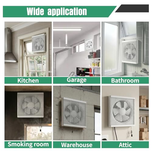 8 Inch Window Shutter Exhaust Fan both Intake & Exhaust,9.5 x 9.5 Inch Cutout,280CFM 35W Wall-Mounted Ventilation Fan for Bathroom Home Bedroom Attic - size: 8 Inch