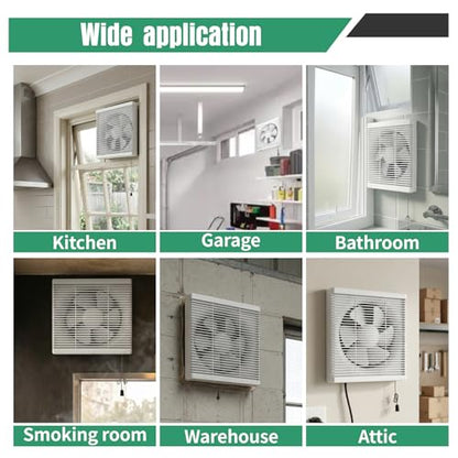 8 Inch Window Shutter Exhaust Fan both Intake & Exhaust,9.5 x 9.5 Inch Cutout,280CFM 35W Wall-Mounted Ventilation Fan for Bathroom Home Bedroom Attic - size: 8 Inch