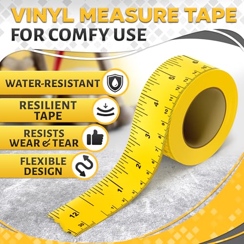 12 Inch Repeating Adhesive Measuring Tape – 13.9 Yards, 1” Wide, Dual Metric, Left-Right Reading, Flexible & Strong Adhesive Ruler Tape for DIY, Crafts, Woodworking, and Sewing Tools Set