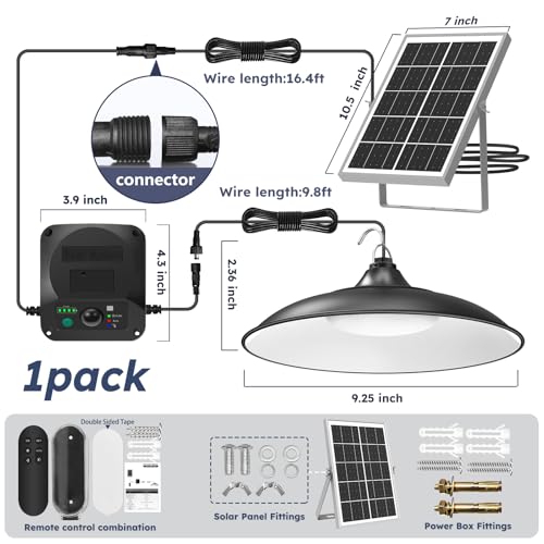 Solar Shed Lights Indoor Outdoor, 3200LM Motion Sensor Pendant Light Daytime Available with Remote & Button Control, IP65 Waterproof 4 Lighting Modes for Barn Garage Gazebo Chicken Coop Shop - 1 Pack - size: 1 Pack
