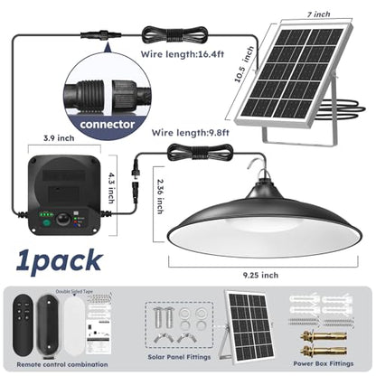 Solar Shed Lights Indoor Outdoor, 3200LM Motion Sensor Pendant Light Daytime Available with Remote & Button Control, IP65 Waterproof 4 Lighting Modes for Barn Garage Gazebo Chicken Coop Shop - 1 Pack - size: 1 Pack