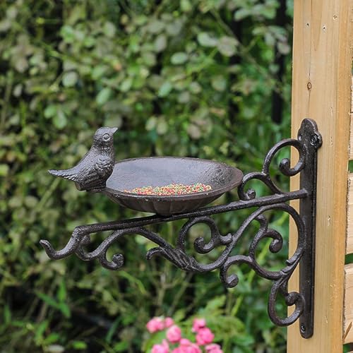 Wall Mounted Cast Iron Feed Trough for Mealworms, Vintage Decorative Bird Feeder, Scratch-resistant Heavy Duty Feeding Trough with Screws(Style A) - size: Style A
