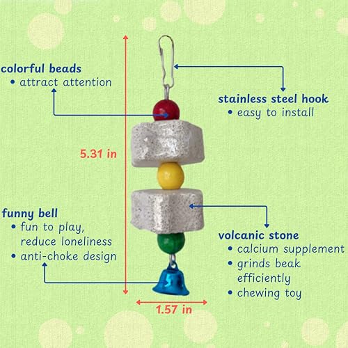 Chicken Hanging Feeder Enrichment Toys and Pecking Block, Beak Grinding Calcium Stone With Bells, Chickens Pecking Toy, Boredom Busters For Chickens Enrichment Toys, Chicken Coop Accessories (Net Bag)