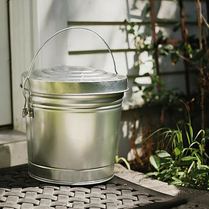 6 Gallon Galvanized Steel Storage Can with Locking Lid Rodent Proof Weather Resistant Metal Container for Pet Food Bird Seed Charcoal