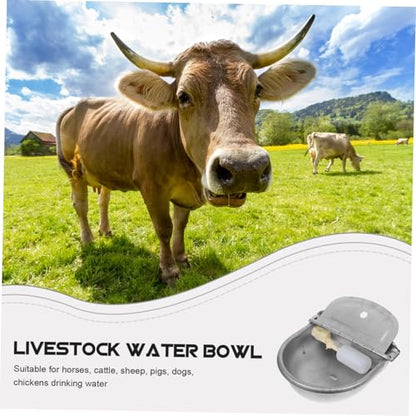 Toyvian Automatic Stainless Steel Animal Waterer with Float Valve Durable Farm Water Bowl for Cattle Pigs Sheep Horses Outdoor Pets Capacity Automatic Water Dispenser