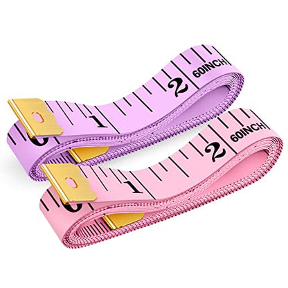 Tape Measure, iBayam Soft Ruler Measuring Tape for Body Weight Loss Fabric Sewing Tailor Cloth Vinyl Measurement Craft Supplies, 60-Inch Double Scale Ruler, 2-Pack, Pastel Pink, Purple - color: Pastel Pink, Purple