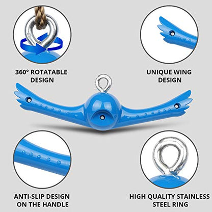 YAMIPROBI Ninja-Twister Swing Spins Set: Slackline Attachments - 360° Handle Twist-Spin Flips Toy Activate Ninja Powers Warrior Accessories Kids Hang Toys for Playground Backyard Blue - color: Blue
