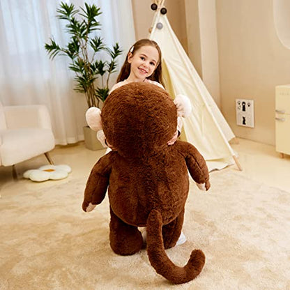 IKASA Giant Monkey Stuffed Animal Plush Toy,Large Big Jumbo Soft Toys,30" Huge Size Cute Fluffy Plushy Fat Oversized Plushie,Gifts for Kids Girls Boys - style: Monkey