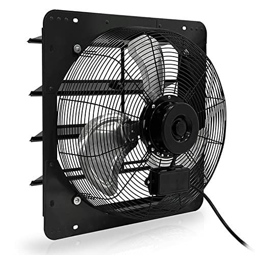 VENTISOL 18 Inch Shutter Exhaust Fan Wall Mounted, Aluminum with 1.65 Meters Power Cord Kit,High Speed 2500CFM, Ventilation Fan for Garage,Greenhouse,Attic,Shed,Shop,Black - size: 18 Inch