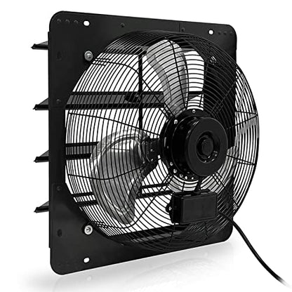 VENTISOL 18 Inch Shutter Exhaust Fan Wall Mounted, Aluminum with 1.65 Meters Power Cord Kit,High Speed 2500CFM, Ventilation Fan for Garage,Greenhouse,Attic,Shed,Shop,Black - size: 18 Inch