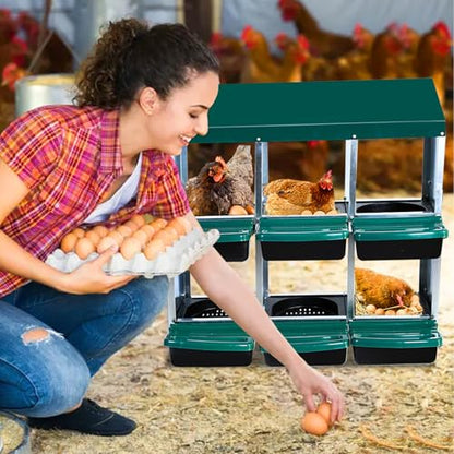 Garvee Chicken Nesting Box, Chicken Laying Box with Egg Collection, Roll Away Nesting Boxes, Metal Egg Laying Boxes for Chickens Coop, Duck Coops and Hens