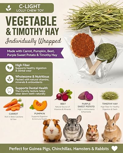 C-LIGHT Guinea Pig Chew Toys, Rotating Spinner + 8 Pcs Timothy Hay Rabbit Chew for Teeth Grind & Digestion, Rust-Proof Aluminum Toy, for Rabbit, Bunny, Chinchilla, Hamster Dental Health (Sliver) - color: Sliver