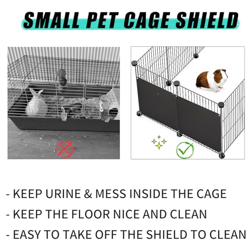 Oncpcare 6 Pack Pet Cage Liner Protection Block Light 10'' x 8.2'' Rabbit Cage Urine Guard Cage Edge Liner Guinea Pig Side Lining Habitat Siding Small Animal Cage Accessories (Black)