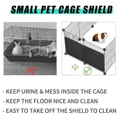 Oncpcare 6 Pack Pet Cage Liner Protection Block Light 10'' x 8.2'' Rabbit Cage Urine Guard Cage Edge Liner Guinea Pig Side Lining Habitat Siding Small Animal Cage Accessories (Black)