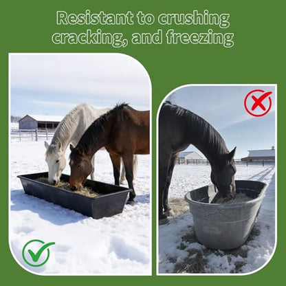 5 Pack Extra Large Capacity 12 Gallon /48 Quart Long Plastic Livestock Trough Heavy Duty Feed and Water Trough for Sheep Horses Pigs Crack Resistant Long Feeder Pan Resists Animal Trampling