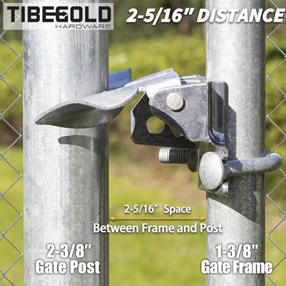 Chain Link Fence Butterfly Gate Latch, Galvanized 2 Way Lockable Gate Latch for 1-3/8" Gate Frame and 2-3/8" Gate Post, Fence Gate Latch with Padlock Hole, Silver, 1 Pack