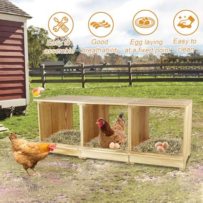 Nesting Boxes for Chickens 3 Compartments Chicken Nesting Boxes Wall Mount Nest Box for Chicken Coop Versatile Use Wood Nesting Boxes for Hens Easy to Assemble for Chickens, Hens, Ducks