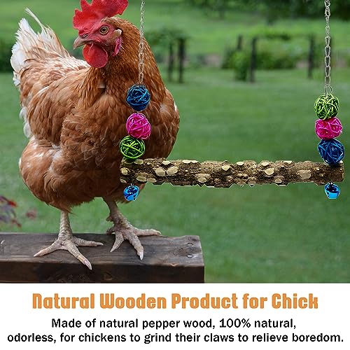 Chicken Bird Swing,Chicken Perch,Natural Wooden Swing Toys,Wood Stand for Chick,Safe and Relief of Stress,Chicken Coop Accessories,Coop Swing for Chicken Bird,Parrot,Hens (3PCS) - color: 3pcs
