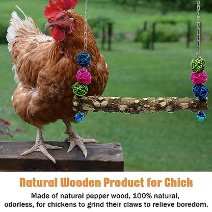 Chicken Bird Swing,Chicken Perch,Natural Wooden Swing Toys,Wood Stand for Chick,Safe and Relief of Stress,Chicken Coop Accessories,Coop Swing for Chicken Bird,Parrot,Hens (3PCS) - color: 3pcs