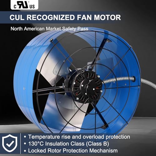 Criditpid 16 Inch Gable Mount Vent Attic Fan, Exhaust Ventilation Fan with Adjustable Thermostat for Gable, Home, Shed, Garage, Portable Building, 4A, 1050RPM, 1945CFM, Blue. - color: 1945CFM