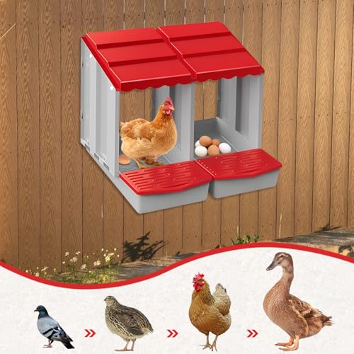 Chicken Nesting Boxes,2 Hole Nesting Box for Chicken Coop, Rolling Egg Collection and Protection Nesting Boxes - size: 2 Compartment