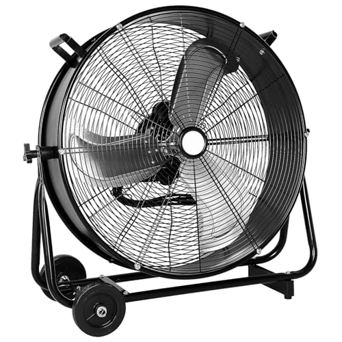 BILT HARD 24" 8100 CFM High Velocity Industrial Drum Fan, 3-Speed Heavy Duty Metal Shop Fan for Warehouse, Workshops, Garage, Factory and Basement - UL Listed - color: Black, size: 24 Inch