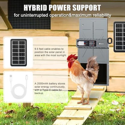 Automatic Chicken Coop Door Solar Powered with Timer, Remote Control, Anti-Pitch Aluminum Alloy Auto House Door for Chicken, Duck, Poultry, Weatherproof, Blue - color: Blue