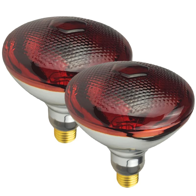 2 Pack 250W Red Heat Lamp Infrared Bulbs PAR38 Glass Lamp Bulb for Food Service, Brooder Bulb, Chicks, Pet, Bathroom, Light Therapy Use E26 Base, Flood Light Heat Lamp. - size: STD-250W
