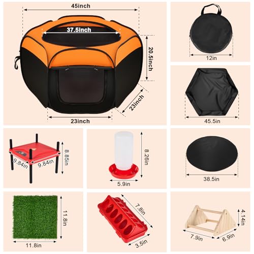 Brooder Box for Chicks Starter Kit,Dual Doors Chicken Brooder Playpen with Chick Heating Plate,Nesting Pad,Feeder & Waterer,Portable Chick Enclosure for Baby Chicks,Ducks & Quail,Holds Up to 15 Chicks