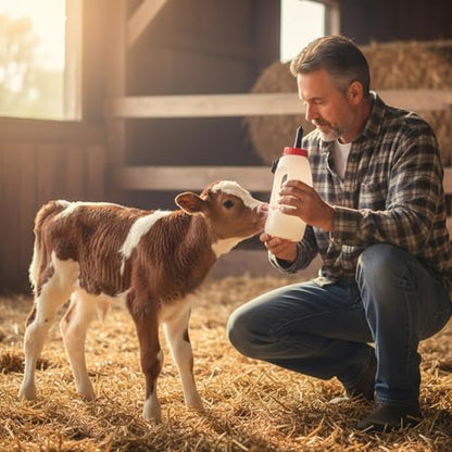 Calf Bottle with Detachable Nipple 4L Nursing Bottle with Regulating Valve and Handle Farm Equipment