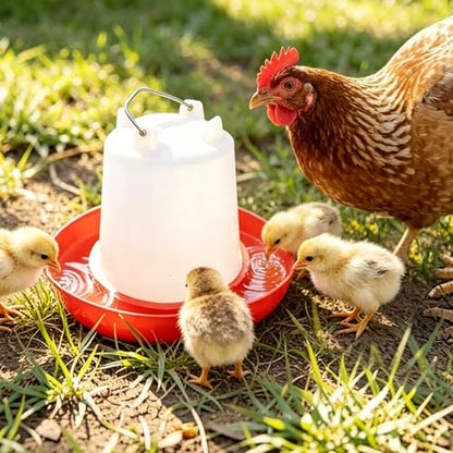 2-Pack 2 Gallon Plastic Poultry Gravity Chicken Waterer | Automatic Gravity Drinker Kit for Baby Chicks, Ducks, Turkeys, Coop & Outdoor Farm Use