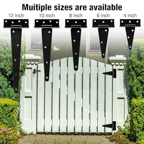 4 Pack 4 Inch T Hinge Heavy Duty Outdoor Hinges for Wood Farm Gate T Strap Hinge Gutter Small Black Double Shed Door Hinges for Barn Fence Cabinet Chicken Coop Door Hinges Dutch Door Hardware Kit - size: 4Pack-4inch