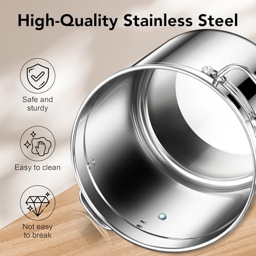 Newget Dog Food Storage Containers, Large Stainless Steel Pet Food Storage Containers 15 lb / 6.5 kg to Keep Fresh, Metal Airtight Cat Food Containers With Scoop and 2 Small Containers - size: 15 lb